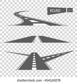 Highway with markings. Direction road, curve road, highway road.Vector Illustration.