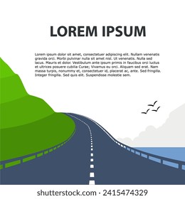 highway in the mountains near the coast. flat design