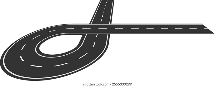 Highway overpass forming an infinity symbol with its winding road, illustrating endless possibilities and the ongoing journey of travel and exploration