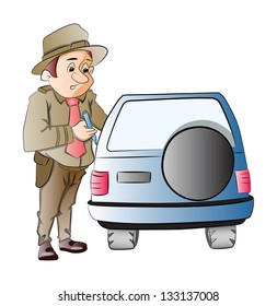 Highway Patrol Writing a Ticket to a Motorist, vector illustration