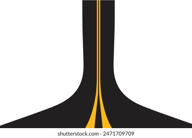 
Highway with perspective, and two orange lines. Straight line road, white background and isolated