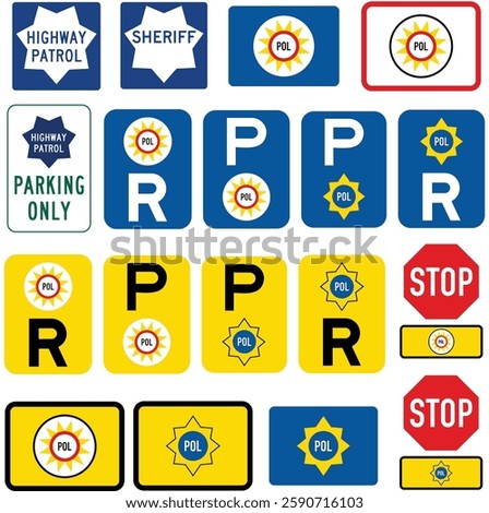 Highway Police and Security Badgers and Road Signs