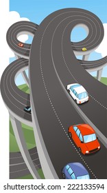 Highway Public Major Road Route Path Waterway Highways, vector illustration cartoon.