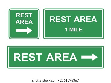 Highway Rest Area Sign Collection Arrow Direction Roadside Service Symbols