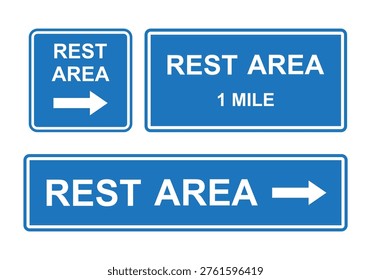 Highway Rest Area Sign Collection Arrow Direction Roadside Service Symbols