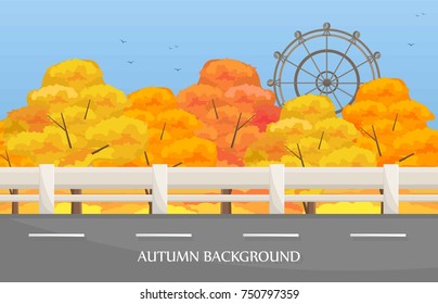 Highway road Autumn background Vector illustration template