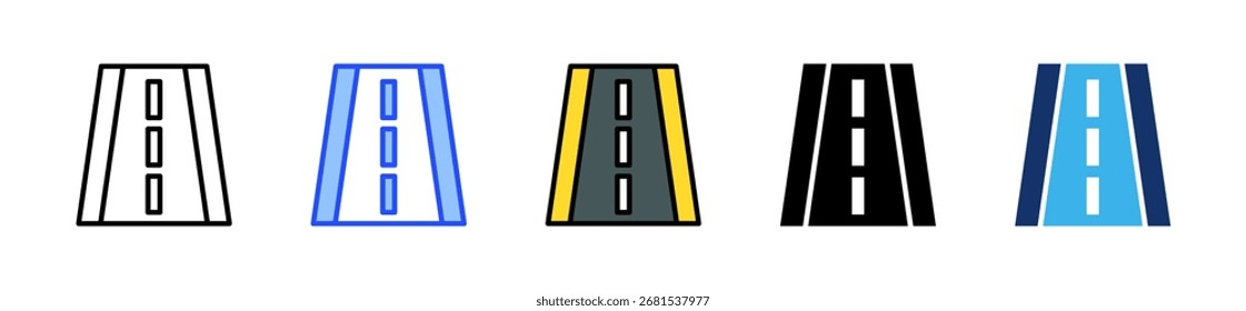 Highway Road Icon Collection Com Vários Estilos