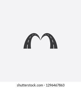 highway road letter m vector logo 