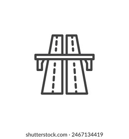 Icono de la línea de la carretera. signo de estilo lineal para concepto móvil y Diseño web. Icono de Vector de contorno de autopista de varios carriles. Símbolo, ilustración del logotipo. Vector gráfico