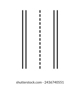 Highway road line icon, street traffic or route lane with marking, vector linear pictogram. Highway road sign or way path direction, thin line symbol of transport navigation and city map plan