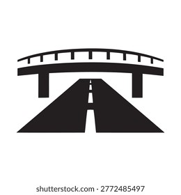 Highway Road Passing Under Arched Bridge Overpass Icon Silhouette