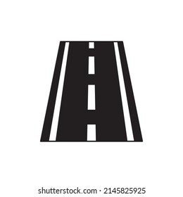 Highway road route icon in black flat glyph, filled style isolated on white background
