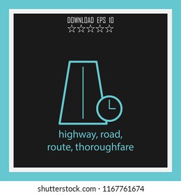 highway, road, route, thoroughfare vector icon