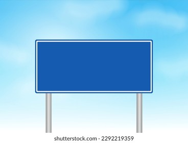 Highway road sign. Traffic Sign. Street traffic Sign against Blue Sky. Vector Illustration Isolated on White Background.