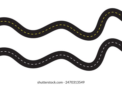 Highway or roadway background. Straight and winding road road. Seamless asphalt roads template. 11:11