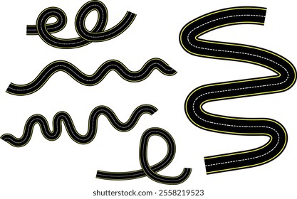 Highway or roadway background. Straight and winding road road. vector eps10