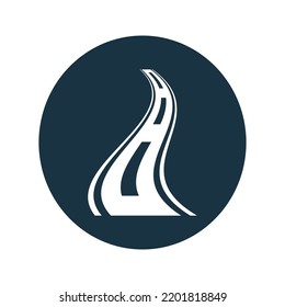 Autobahn, Route, Straßensymbol. Runde Vektorgrafiken.