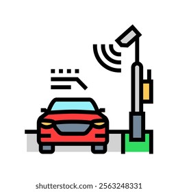 highway with sensors autonomous vehicle color icon vector. highway with sensors autonomous vehicle sign. isolated symbol illustration