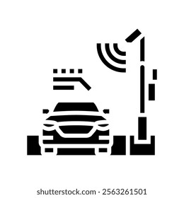 highway with sensors autonomous vehicle glyph icon vector. highway with sensors autonomous vehicle sign. isolated symbol illustration