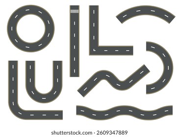 Highway Set. Roads Vector.  Way Illustration.