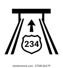 Escudo de estrada com número 234 isolado em fundo transparente
