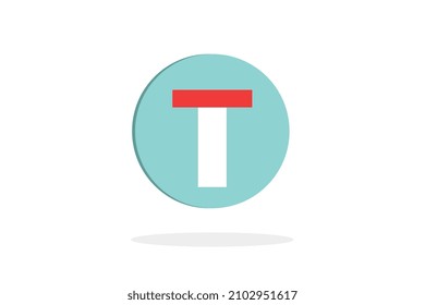 Highway sign in blue circle with shadow below on white background, vector size illustration.
