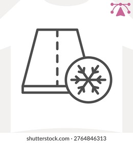 Highway and snowflake line icon, air conditioning mode concept. Vector graphics. Asphalt road sign and editable stroke, outline style icon for mobile or web design