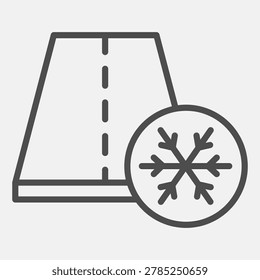 Highway and snowflake line icon, air conditioning mode concept. Vector graphics. Asphalt road sign with outline style for mobile or web design