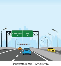 Highway street in australia with a lot of cars