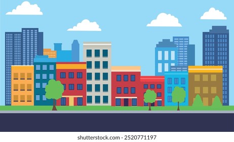 Highway Street with Skyscrapers City Building Cityscape Landscape in Bright Day