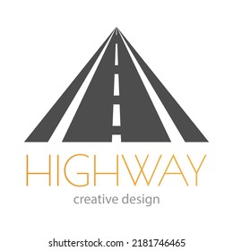 Highway. Template for a logo, label, brand or sticker of a transport company. Vector illustration for a website, application, company and creative idea. Flat style