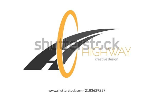 Highway. Template for a\
logo, label, brand or sticker of a transport company. Vector\
illustration for a website, application, company and creative idea.\
Flat style