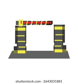 Portagem da estrada ou portagem passar porta vetor, ilustração. Imposto de pedágio. Passagem de portagem ou verificação.
