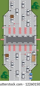 Highway toll. View from above. Vector illustration.