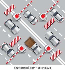 Highway toll. View from above. Vector illustration.