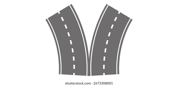  Vista superior da estrada. Círculo e curva peças de estrada. Junção asfáltica de via.