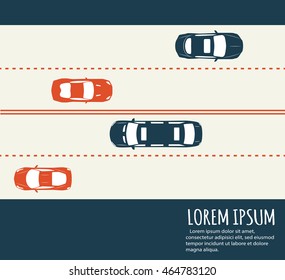 Highway traffic. Minimalistic banner.