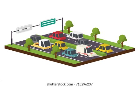 Highway Traffic Road Isometric 3d Transport Stock Vector (Royalty Free ...