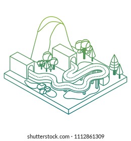 highway and tunnel with landscape isometric