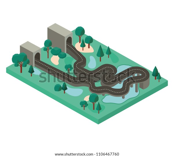 highway and tunnel
with landscape
isometric