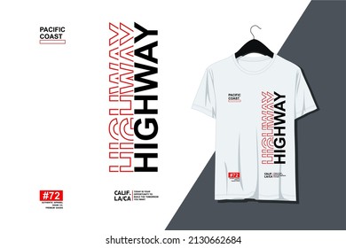 Highway, Typography Graphic Design, For T-shirt Printing, Vector