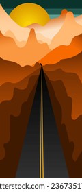 Highway to the valley in autumn ( Abstract illustration wallpaper )