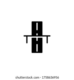 Highway vector icon in black flat glyph, filled style isolated on white background