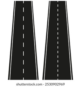 Ícone do vetor da estrada. Estrada de pista dupla. Símbolo de tráfego simples. Contornar o projeto da estrada.