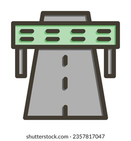 Icono De Colores Relleno De Línea Gruesa De Vector De Autopista Para Uso Personal Y Comercial.
