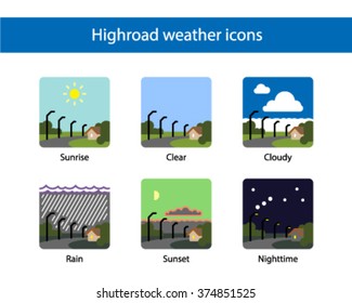 Highway weather square icon, colored.