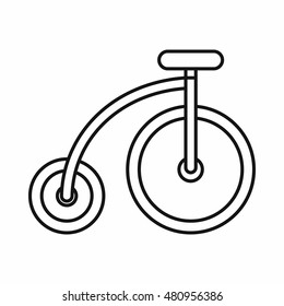 Highwheel bike icon in outline style on a white background vector illustration