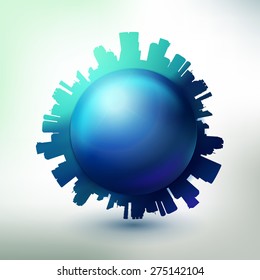 Higth technology city concept button. Abstract touristic, business, season concept.  Fresh summer city label. Sea city logo.