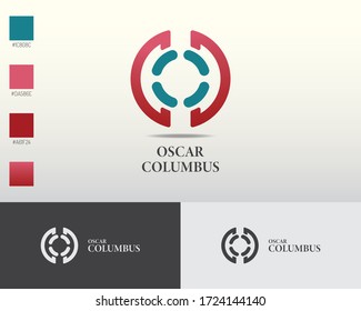 hiham abstract logo design full color monogram letter template