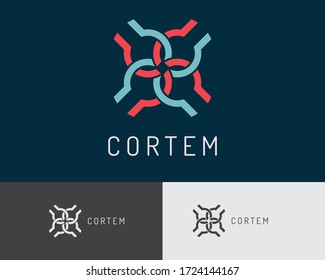 diseño de logotipo abstracto de hiham con una plantilla de letra monograma a todo color